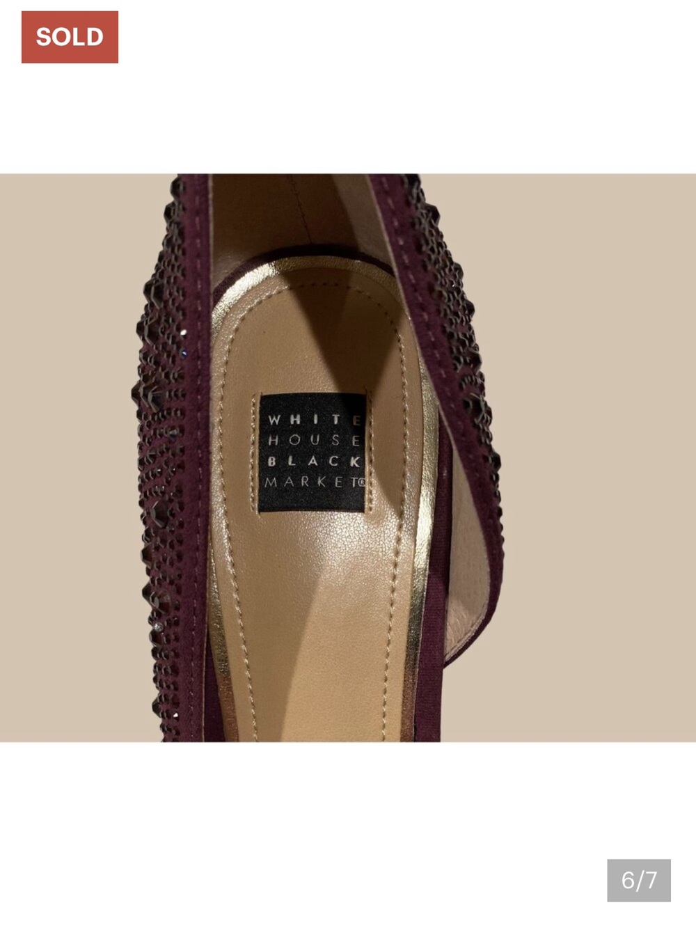 White House Black Market Plum Crystal Embellished Pointed-Toe Heels - Picture 6 of 7